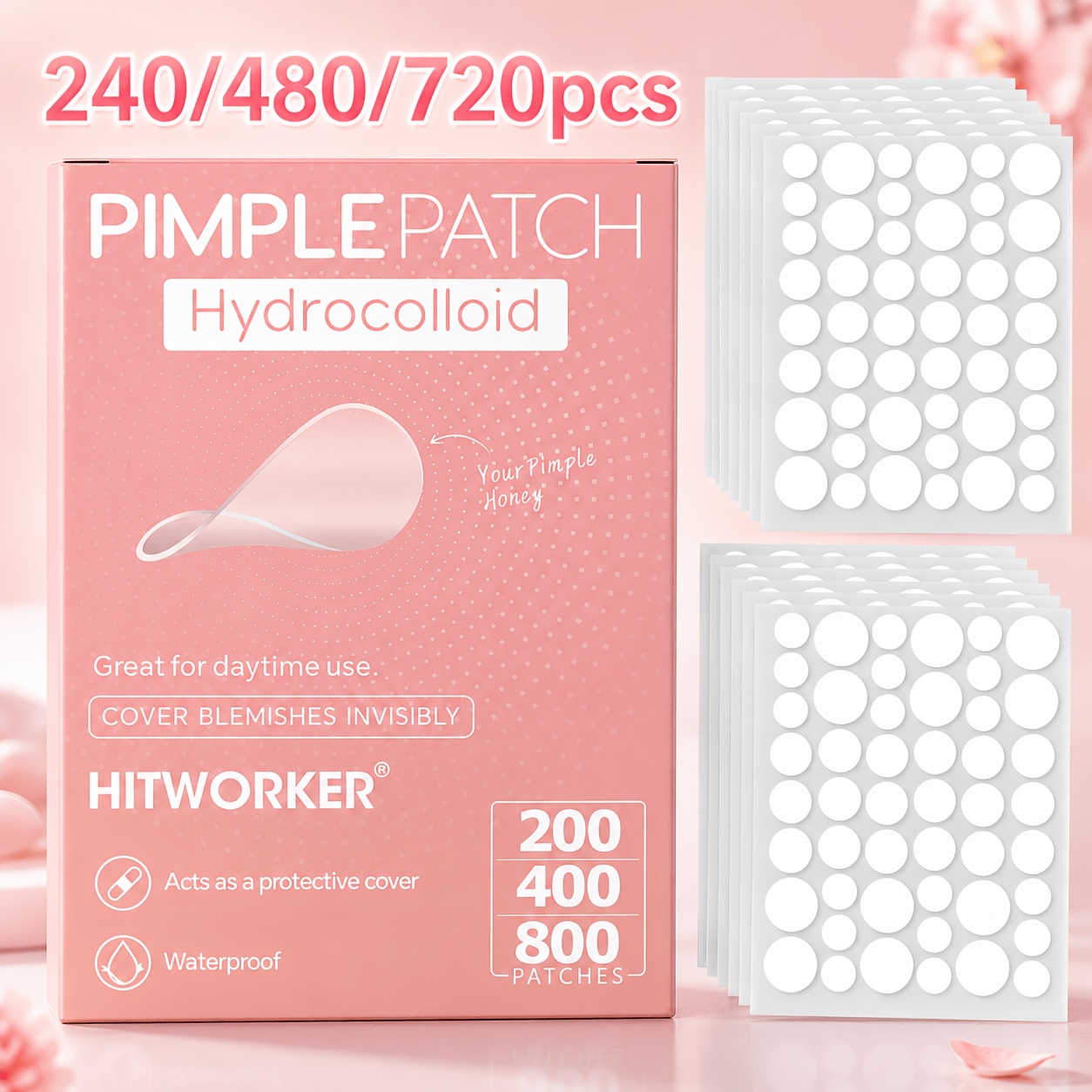 Tea Tree Spot Treatment - 240/480/720pcs Hydrocolloid Blemish Cover Patches, Tea