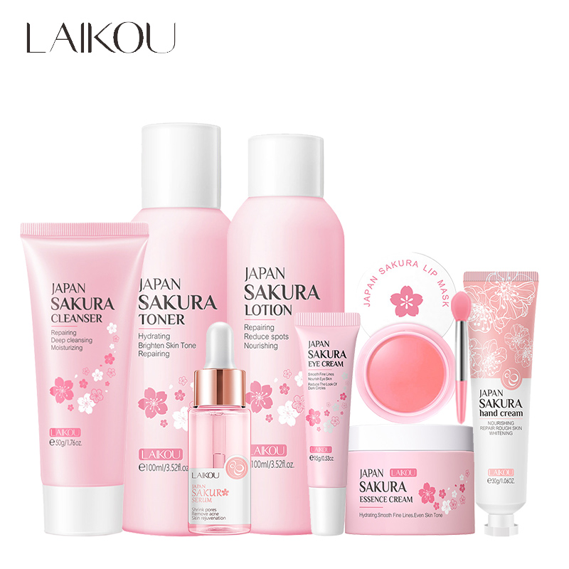 Skincare Niacinamide - LAIKOU 8Pcs Sakura Facial Skin Care