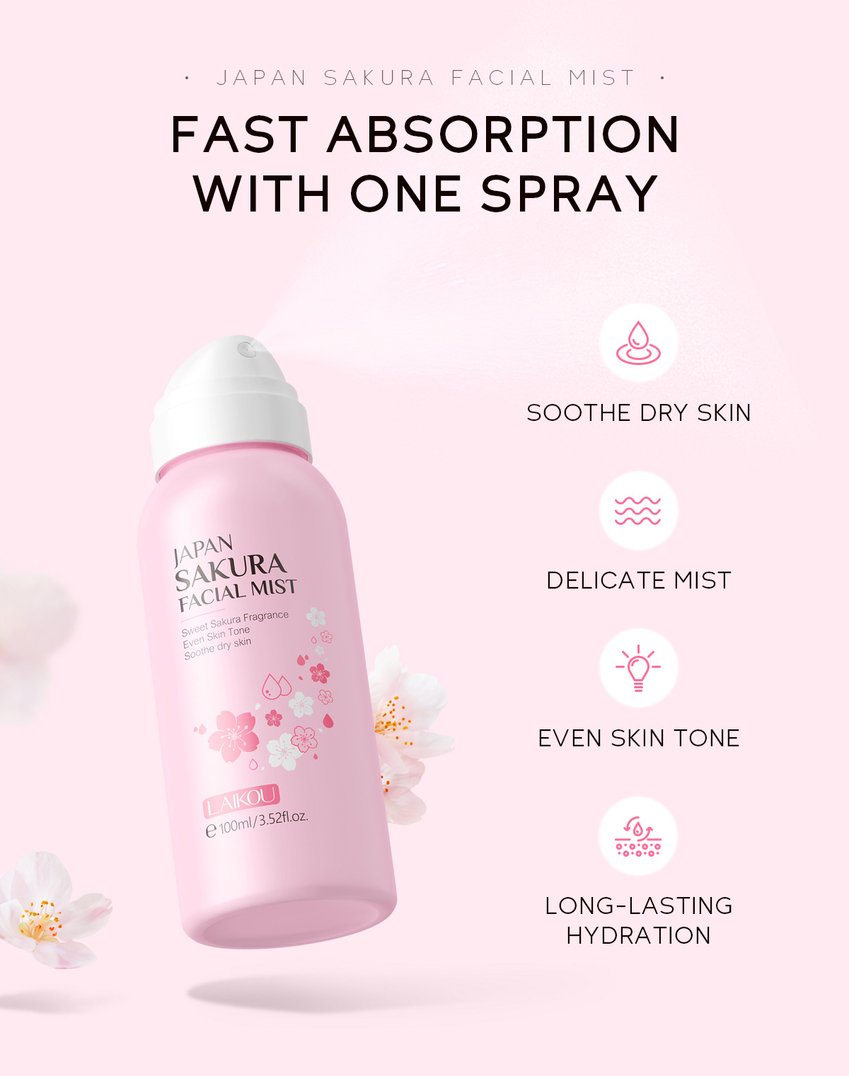 LAIKOU Sakura Facial Mist Brig - Skincare Niacinamide review and price