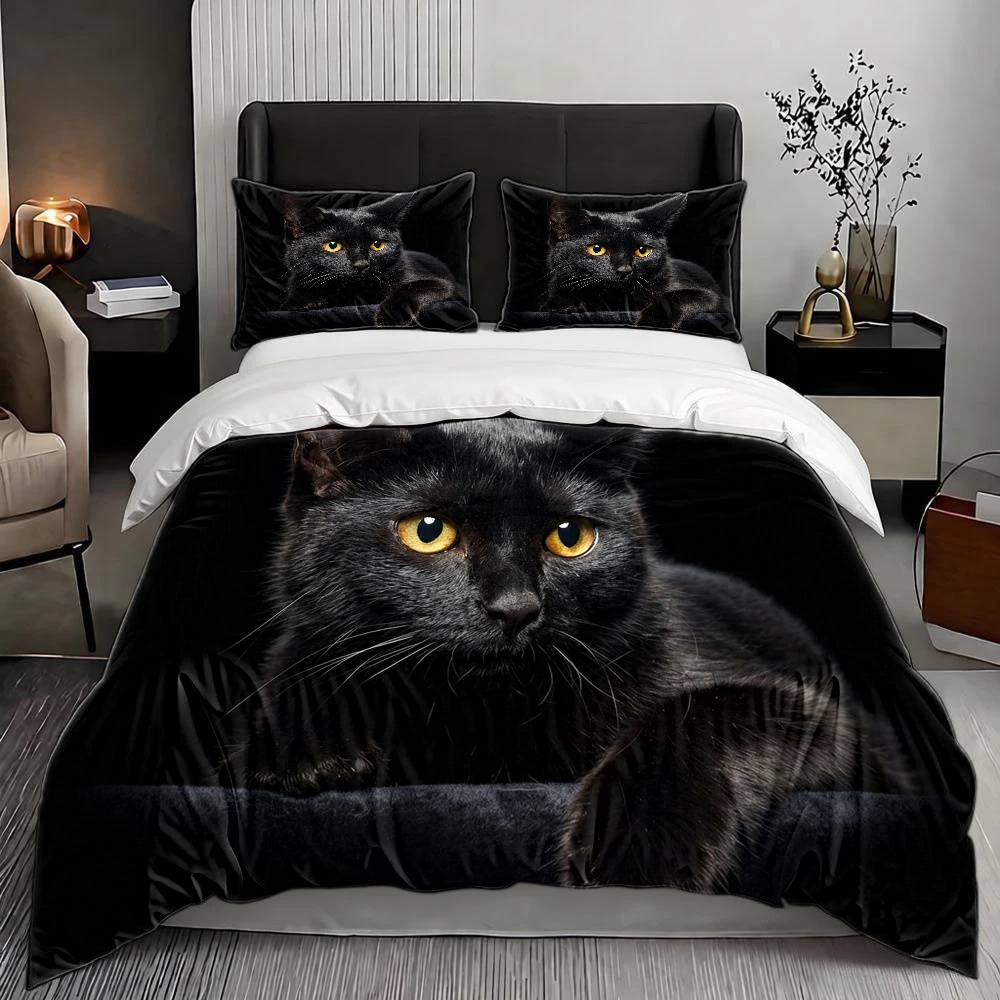 3Pc Mysterious Black Cat Print - Skincare Animate review and price