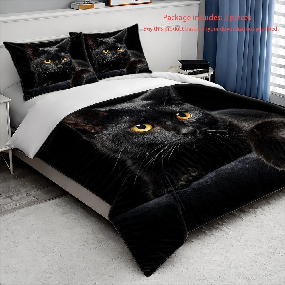 3Pc Mysterious Black Cat Print - Skincare Animate review and price